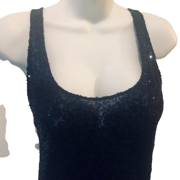 VTG Y2K Victoria’s Secret VS Black Sequin Sparkle Mini Slip Dress M Racerback - Picture 7 of 9